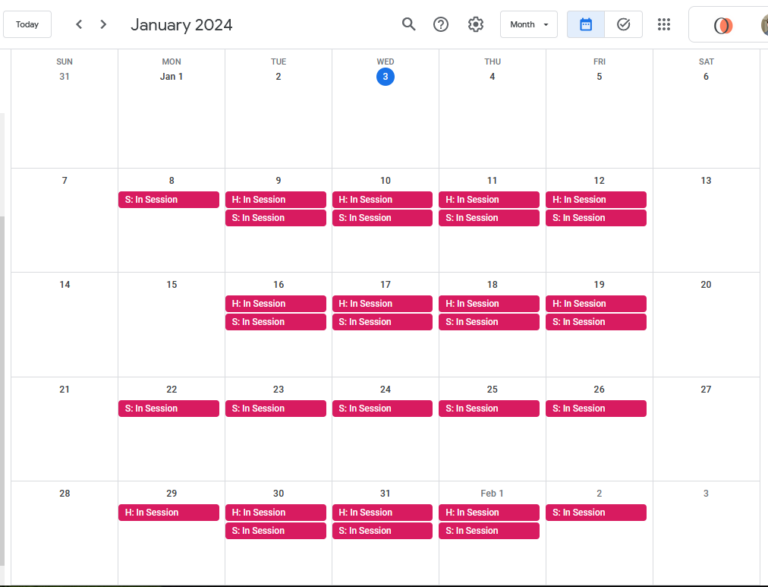 Congressional Calendar 2024 for Google and iCal